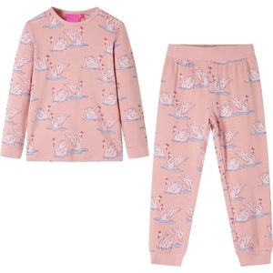 vidaXL - Kinderpyjama - met - lange - mouwen - 104 - lichtroze