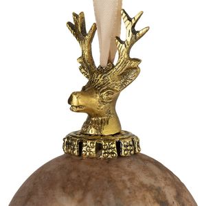 Kerstbal hert glas antiek bruin Ø10cm