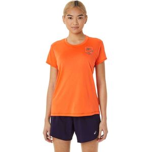 Asics Fujitrail Logo T-shirt Met Korte Mouwen Oranje L Vrouw