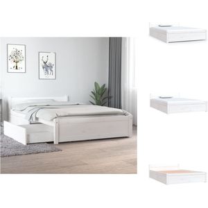 vidaXL Bed Grenenhout - Opbergbed 120x190cm - Wit - Bed