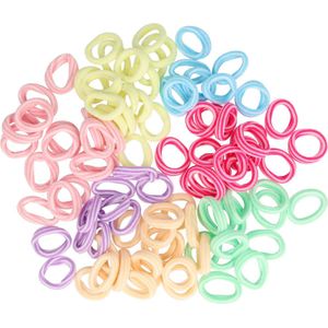 Haarsoires Haarelastiekjes mini - Endless streep 2,5cm - Roze paars oranje blauw groen - Set van 70 - Kleine Haar Elastiekjes voor Vlechtjes & Staartjes