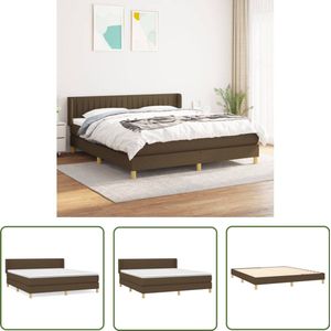 The Living Store Boxspring met matras stof donkerbruin 180x200 cm - Boxspringbed - Donkere Bruine Bed - Tweepersoonsbed - Pocketveer Matras - Middenhard Matras