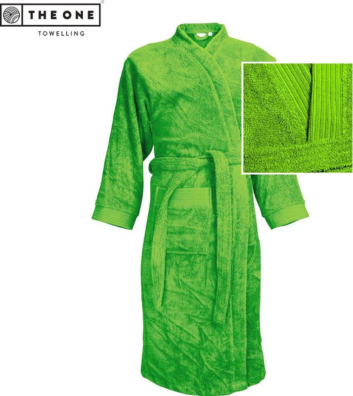The One Towelling Badjas - Zachte kamerjas - Vocht absorberend - 100% Gekamd badstofkatoen - L/XL - Limoengroen