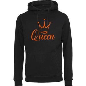 Hoodie Queen-Zwart - Oranje-XS