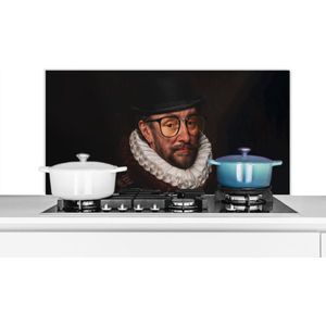 Spatscherm keuken 100x50 cm - Kookplaat achterwand Willem van Oranje - Adriaen Thomasz - Hoed - Muurbeschermer - Spatwand fornuis - Hoogwaardig aluminium