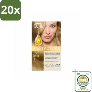 20 x Guhl - Crème-kleuring - No. 8 Lichtblond Beschermend - Haarverf - Grootverpakking - Haarverf - Lichtblond - Grijsdekking - Beschermende Crème-kleuring - Permanente Haarverf