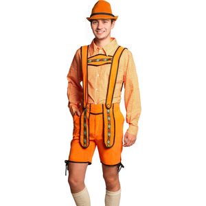 Partychimp Voordelige Korte Oranje Lederhosen Man voor bij EK Voetbal 2024 WK Koningsdag Verkleedkleren Volwassenen Oranje Verkleedkleding Oktoberfest Heren Carnavalskleding Heren - Polyester - Maat M