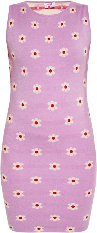 Mymo - Kokerjurk - Paars - Mouwloos - Bloemenjacquardpatroon