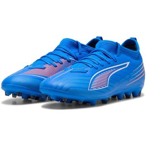 PUMA Ultra 6 Match Mg Jr voetbalschoen voor kinderen, uniseks, Ultra Blue PUMA Wit Gloeiend Rood, 29 EU