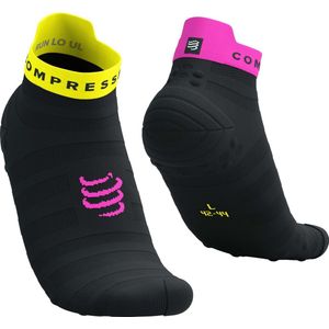 Pro Racing Socks v4.0 Ultralight Run Low - Black/Safety Yellow/Neon Pink