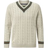 Charles Colby Trui V-halsbeige, Cable knit