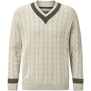Charles Colby Trui V-halsbeige, Cable knit