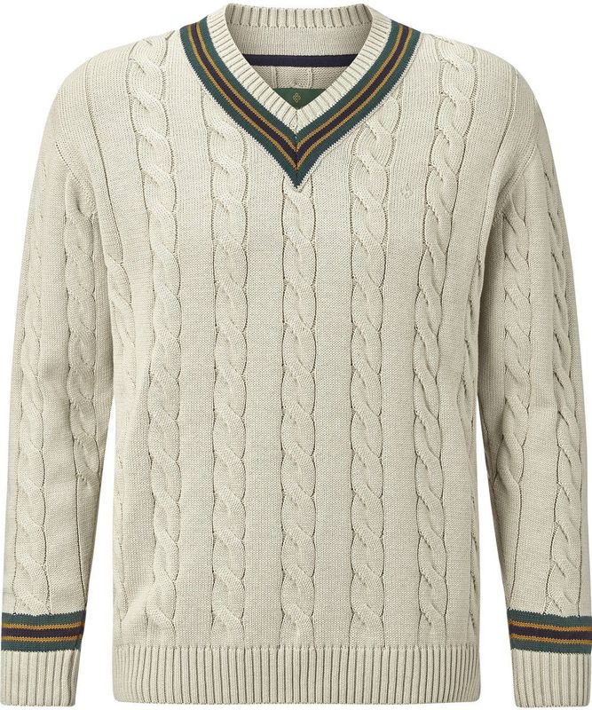 Charles Colby Trui V-halsbeige, Cable knit