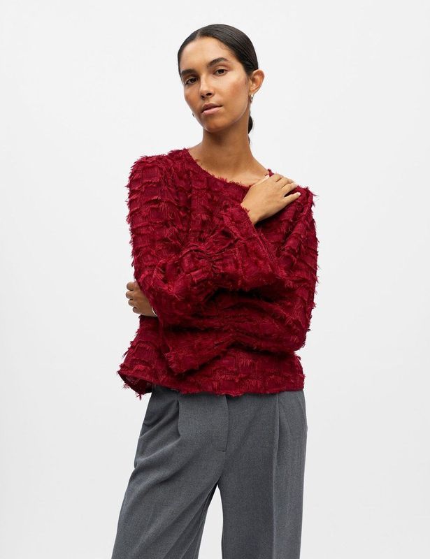 OBJECT - Blouse 'OBJDARIA' - Karmijnrood - Blouseshirt