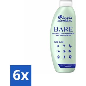 6 x Head & Shoulders - Anti-Roos Shampoo - Bare - Pure Clean - 400 ml - Anti-roos Shampoo - Shampoo Voor Vet Haar - Hoofdhuidverzorging - Roos Shampoo - Natuurlijke Shampoo