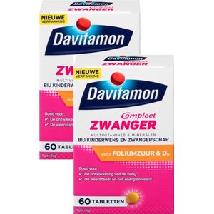 Davitamon Mama Compleet Zwanger - multivitamine bij kinderwens en zwangerschap - Bevat extra foliumzuur en vitamine D3 - 2 x 60 tabletten - BUNDEL