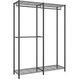 SONGMICS - LGR423B01 - Kledingrek - Inktzwart - Robuuste Kapstok met Verstelbare Planken en Kledingrails