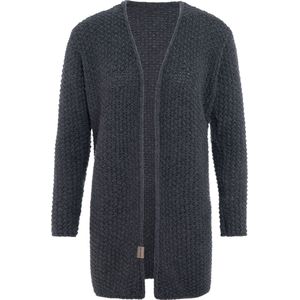 Knit Factory Carry Gebreid Dames Vest - Grof gebreid dames vest - Donkergrijze cardigan - Damesvest gemaak uit 30% wol en 70% acryl - Antraciet - 36/38