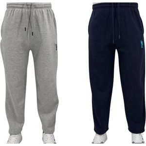 Hitman Joggingbroek Heren - 2-Pack - Trainingsbroek Heren - Met Rechte Pijpen - Pyamabroek Heren - Zware Kwaliteit - Katoen - Oversized Fit - 1 x Light Grijs & 1 x Blauw - Maat L