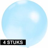4x Grote ballonnen 60 cm baby blauw - Geschikt voor lucht of helium - Feest/Verjaardag/Geboorte artikelen