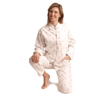 Cocodream Dames katoen flanel Pyjama met print Wit - maat XL