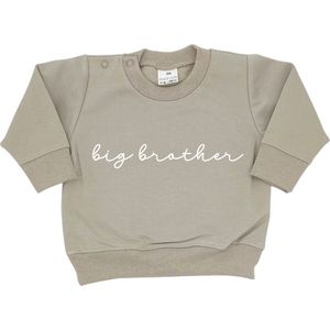 Sweater trui shirt voor kind baby- grote broer big bro beige Maat 74 - Big brother bro - Familie uitbreiding - Zwangerschap aankondiging hoera stoer ik ben word bekendmaking baby