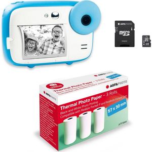 AGFA PHOTO Pack Realikids Instant Cam - 32GB SD - 3 Rollen Papier - Blauw