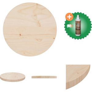 vidaXL Tafelblad Ø30x2-5 cm massief grenenhout - Tafelonderdeel - Inclusief Houtreiniger en verfrisser