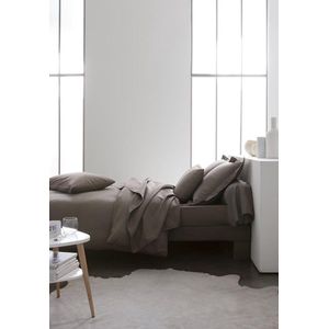 Dekbedovertrek Uni taupe katoen