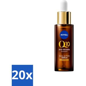 20 x NIVEA - Gezichtsserum - Q10 Dubbele Werking Anti-Rimpel - Dubbele werking - Vermindert & voorkomt rimpels - 30 ml - Anti-aging Serum - Rimpel Serum - Q10 Serum - Glycatie Serum - Anti-aging