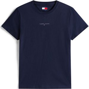 Tommy Jeans T-shirt Tjw Reg Linear Ss Tee Dw0dw21964 C1g Dark Night Navy Dames Maat - XXS