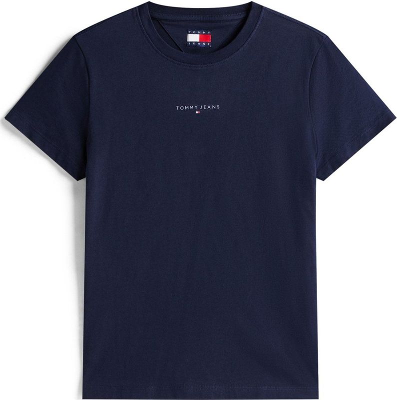 Tommy Jeans T-shirt Tjw Reg Linear Ss Tee Dw0dw21964 C1g Dark Night Navy Dames Maat - XXS