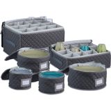 Opbergmand Servies - 6-delige Set - Grijs - Stof