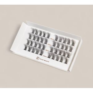 Okasi Beauty - Flawless - Premium Natural Lashes - 4 wimpersets per verpakking - 16 mm Extra Lang - 40-cluster DIY wimperextensions - Ultradunne transparante wimperband