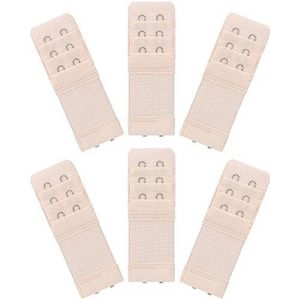 Vrouwen BH Extenders 6 Stuks - Comfortabele Elastische Extender Band voor Dames - Beige 2 Haak 3 Rij BH Extenders