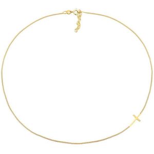 Elli Collier Dames Choker Cross Basic Trend Blogger in 925 Sterling Silver Gold Plated