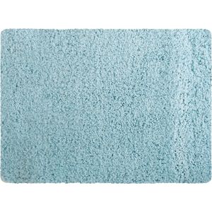 MSV Badkamerkleedje/badmat tapijt - voor de vloer - lichtblauw - 50 x 70 cm - Microfibre - langharig