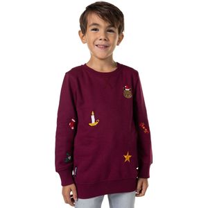 OppoSuits Deluxe X-Mas Icons - Burgundy - Kids Kerst Sweater - Kersttrui - Kerst - Rood - Maat 6 Jaar