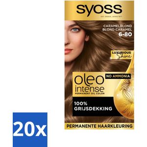 20 x SYOSS - Oleo Intense 6-80 - Haarverf - Permanente Haarkleuring - Caramelblond - Langdurige Kleur - Haarverf - Permanent Haarkleuring - Caramelblond - Haarkleur Zonder Ammoniak - Olie-geactiveerde Haarkleur