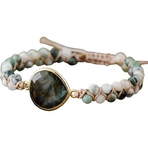 Marama - Armband Labradoriet Pastel - verstelbaar - edelsteen - damesarmband - vegan