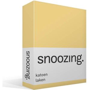 Snoozing - Laken - Katoen - Eenpersoons - 150x260 cm - Geel