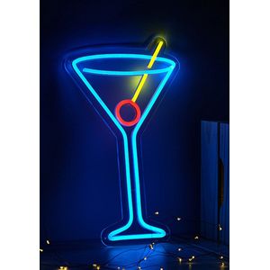 OHNO Neon Verlichting Cocktail - Neon Lamp - Wandlamp - Decoratie - Led - Verlichting - Lamp - Nachtlampje - Mancave - Neon Party - Wandecoratie woonkamer - Wandlamp binnen - Lampen - Neon - Led Verlichting - Rood, Blauw, Geel