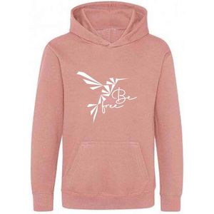 Be Friends Hoodie - Be free bird - Kinderen - Roos - Maat 1-2 jaar