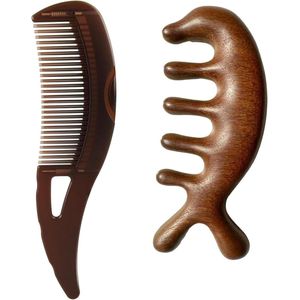 JGS Premium - 3 stuks holle kam haarkam voor hoofdhuid met handvat voor dames en heren - huidkras kam - salonkwaliteit