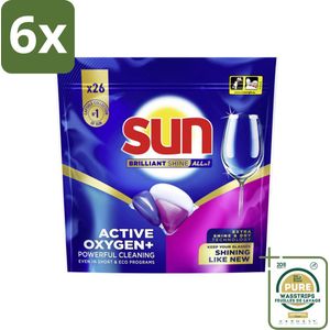 Sun - Vaatwascapsules - Brilliant Shine All-in-1 - 26 capsules - Voordeelverpakking - 6 stuks - Glans - Reiniging
