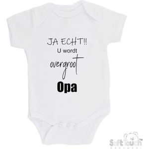 100% katoenen Romper ""JA ECHT!! U wordt overgroot Opa"" Jongens Katoen Wit/zwart Maat 62/68