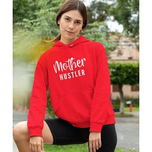 Moederdag Hoodie MOTHER HUSTLER - Kleur Rood | Maat M | Moederdag Cadeautje Voor Mama's