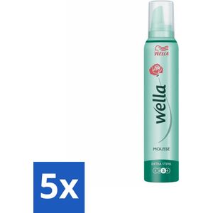 5 x Wella Extra Strong Hold Haarmousse 200 ml - Haarmousse - Haar Fixatie - UV Bescherming - Haar Versteviging - Haar Model