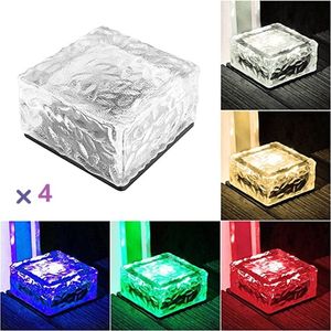 Solar Grondspot(4 stuks Maat L ) - Solar Ice Cube Grondspots-solar Tuinverlichting op zonne-energie-kleur- Glazen - IP68 - 10cm *10cm*5.5cm
