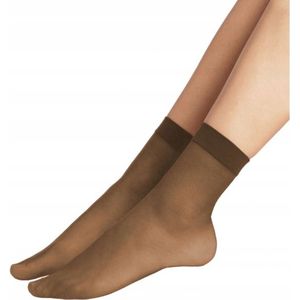 GATTA – Korte Kniekousen Dames – One Size – (2-stuks) – 15 Den – Drukvrije Sokken – Tint Beige